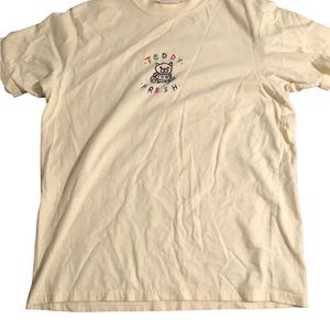 Yellow crème teddy fresh embroidered tshirt size small.